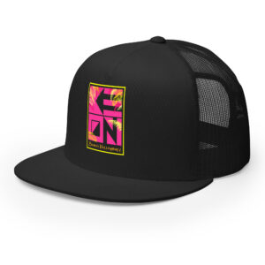Pink Palms Flat Bill Trucker Cap - Image 3