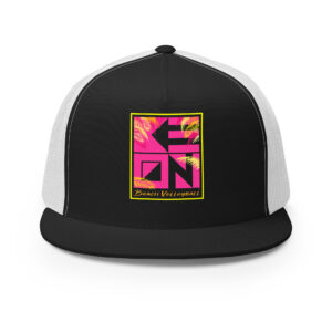 Pink Palms Flat Bill Trucker Cap - Image 4
