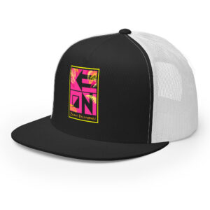 Pink Palms Flat Bill Trucker Cap - Image 5