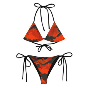 Red Grunge Two Piece String Bikini