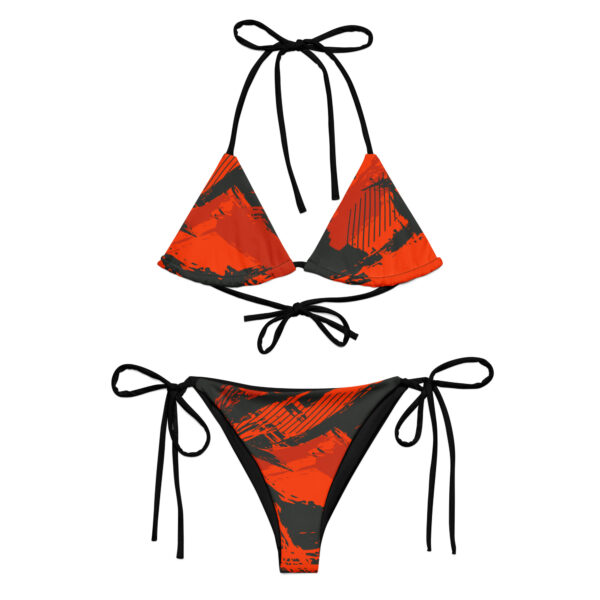 Red Grunge Two Piece String Bikini