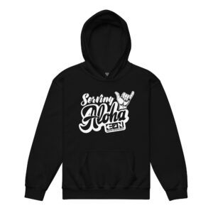 Serving Aloha Youth Heavy Hoodie - Image 3