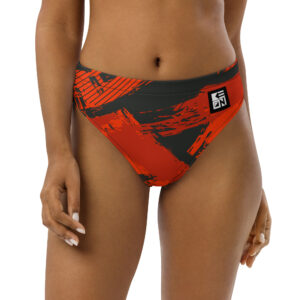 Red Grunge Beach Recycled High-Waisted Bikini Bottom - Image 3