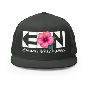 Keoni Hibiscus Flat Bill Trucker Cap