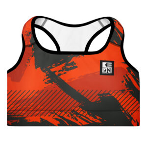 Red Grunge Padded Sports Bra