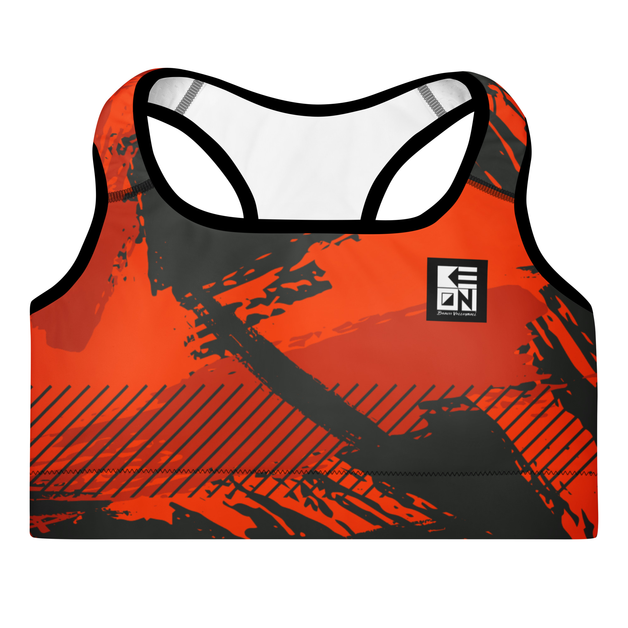 Red Grunge Padded Sports Bra
