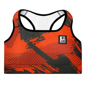 Red Grunge Padded Sports Bra