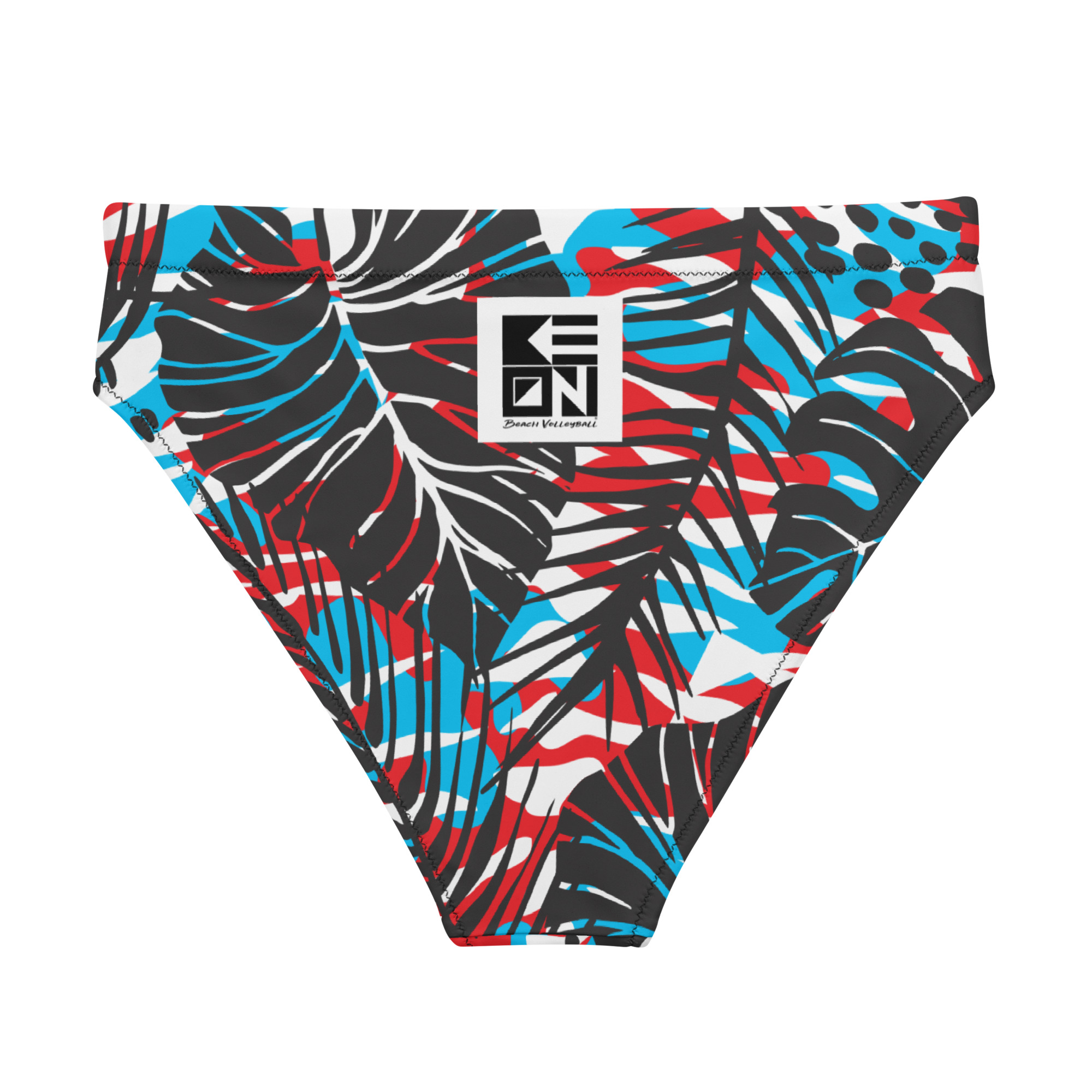 Palms Red Recycled High-Waisted Bikini Bottom - Image 3