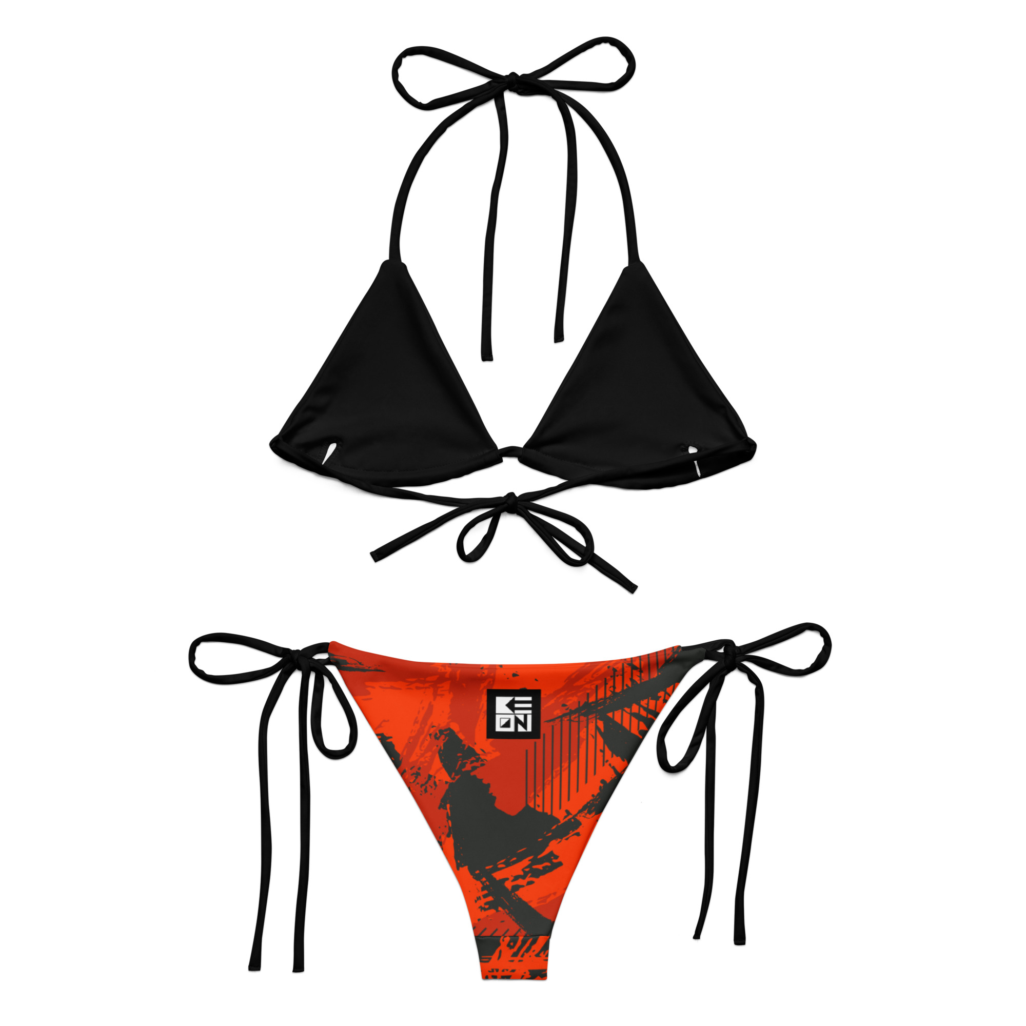 Red Grunge Two Piece String Bikini - Image 2