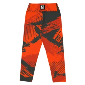 Red Grunge Yoga Capri Leggings