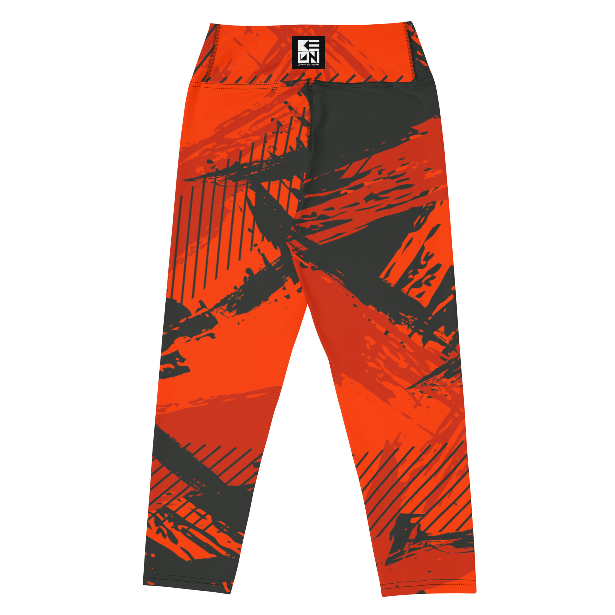 Red Grunge Yoga Capri Leggings - Image 3